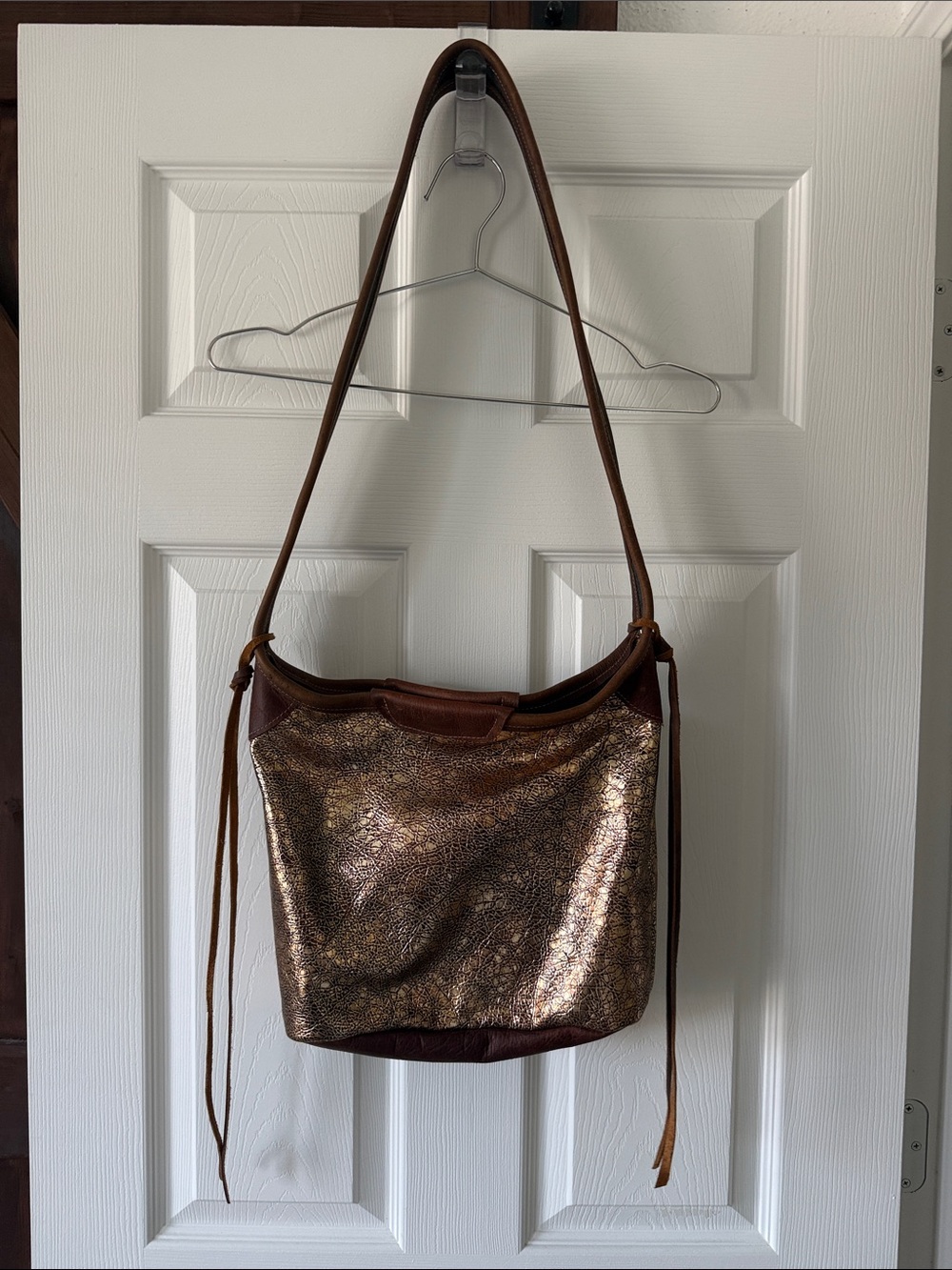 Rebychandbags Shimmer Gold Leather Hobo Bag